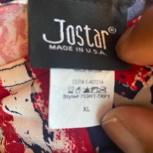 Vintage JOSTAR SHORT TANK DRESS Poly Spandex Stretch Knit RED Patriotic Size XL - Picture 2 of 4